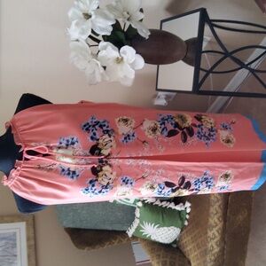 Floral Halter Dress in Coral and Blue By Max Studio